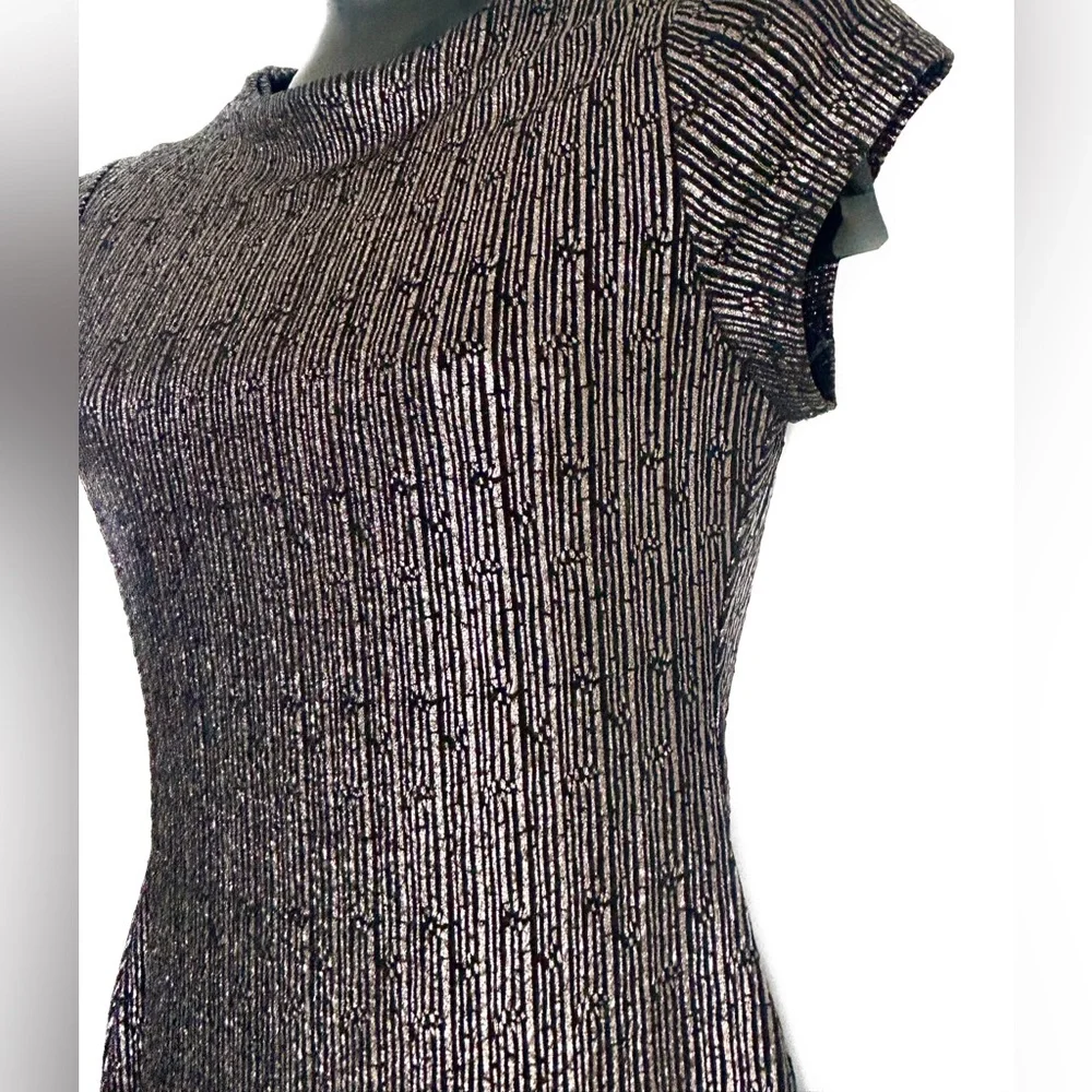 Gorgeous Stella Luce Metallic Ribbed Cap-Sleeve Midi Dress *NWOT - Picture 8 of 14